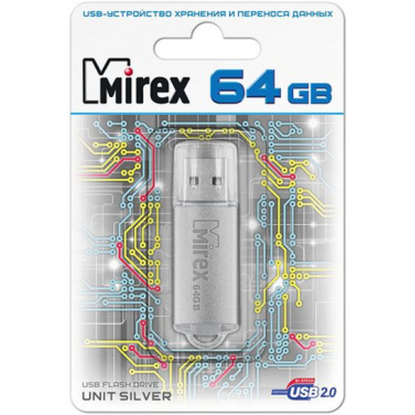 USB Flash MIREX Unit Silver 64GB (13600-FMUUSI64)