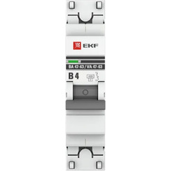 Выключатель автоматический EKF PROxima ВА 47-63 1P 4А (В) 4.5kA