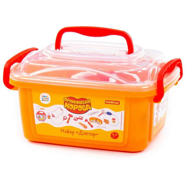 Игровой набор доктора Полесье Оранжевая корова Доктор 83357