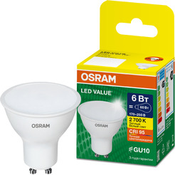 Лампа светодиодная OSRAM MR16 6W 3000K GU10