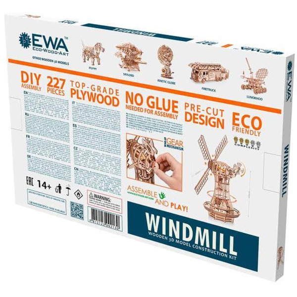 Механическая модель в виде конструктора EWA Eco-Wood-Art Ветряная мельница