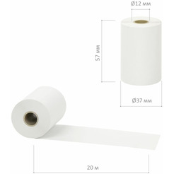 Чековая лента BRAUBERG 112354 57мм(диаметр 37мм, длина 20м, втулка 12мм), 60 шт.