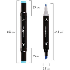 Маркеры для скетчинга двусторонние BRAUBERG ART DEBUT BLACK 52130