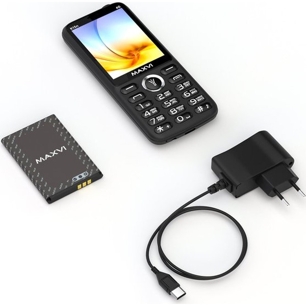 Кнопочный телефон Maxvi K15n 4G (черный)