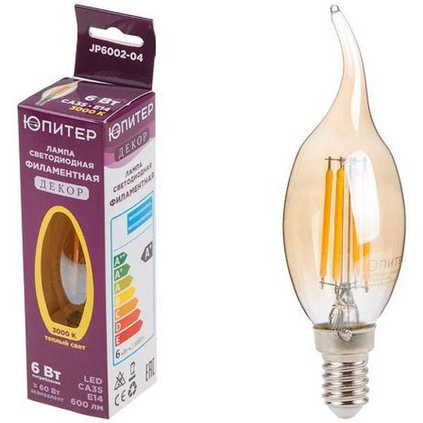 Лампа светодиодная филаментная ЮПИТЕР JP6002-04