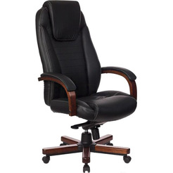Офисное кресло Бюрократ KE-1023 (темный орех/черная кожа)