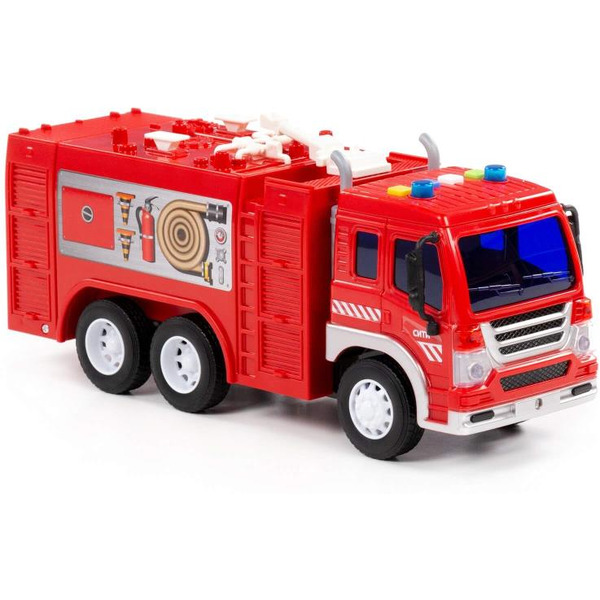 Грузовик Полесье Сити автомобиль-пожарный инерционный 86396 (красный)