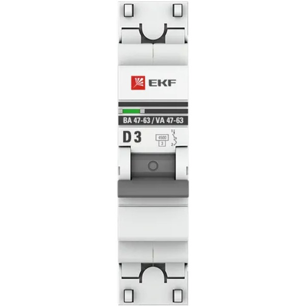 Выключатель автоматический EKF PROxima ВА 47-63 1P 3А (D) 4,5kA