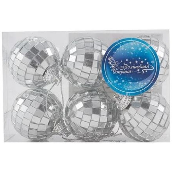 Набор елочных украшений Волшебная страна "Шар зеркальный" (6шт) 4см 008028