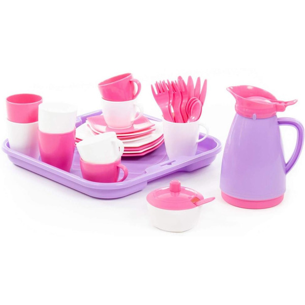 Набор детской посуды Полесье "Алиса" с подносом на 4 персоны (Pretty Pink) 40657