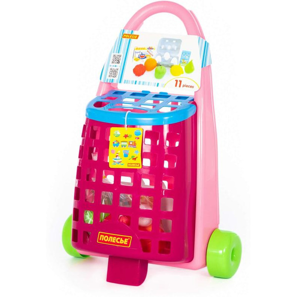 Тележка игрушечная Полесье Забавная с набором продуктов 67944