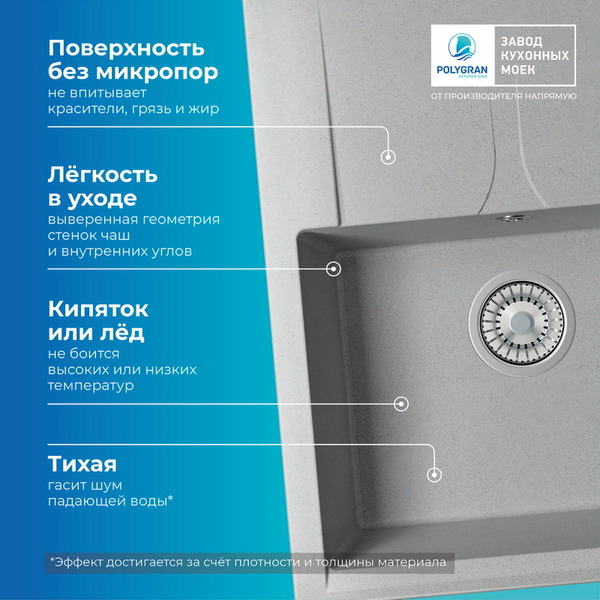 Мойка кухонная Polygran Gals 620 (серый)