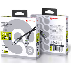 Кабель ATOMIC SparkX USB Type-C - USB Type-C PD 60W 30.416 (1.2 м, черный)