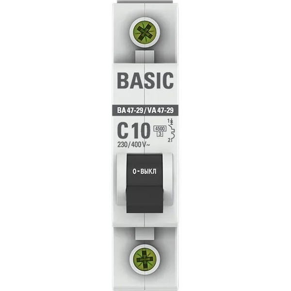 Выключатель автоматический EKF Basic ВА 47-29 1P 10А (С) 4.5кА