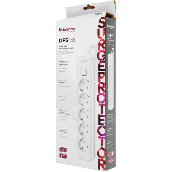 Сетевой фильтр Defender DFS 135 (5 м)
