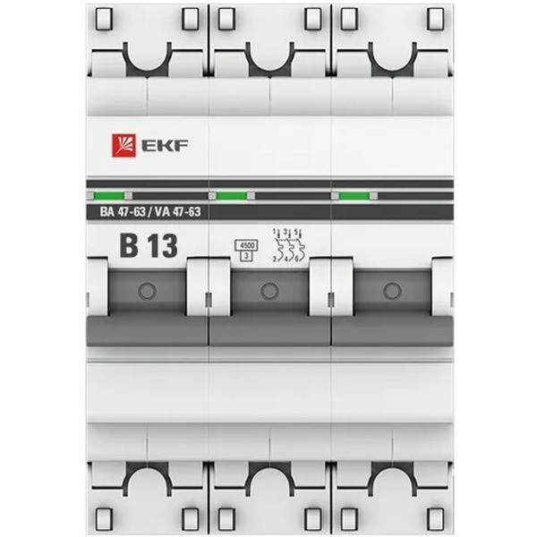 Выключатель автоматический EKF 3P 13А (B) 4,5кА ВА 47-63