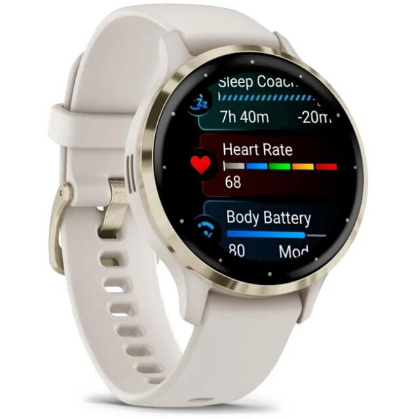 Умные часы Garmin Venu 3S (слоновая кость, с силиконовым ремешком)