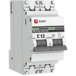 Выключатель автоматический EKF PROxima ВА 47-63 2P 13А (C) 4,5kA