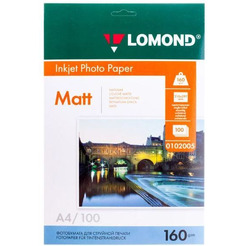 Фотобумага Lomond Матовая A4 160 г/кв.м. 100 листов (0102005)