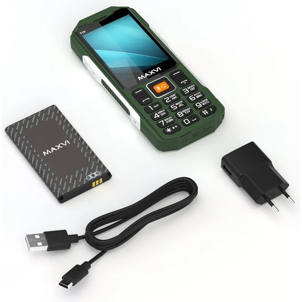 Мобильный телефон Maxvi T19 + ЗУ WC-112 (зеленый)