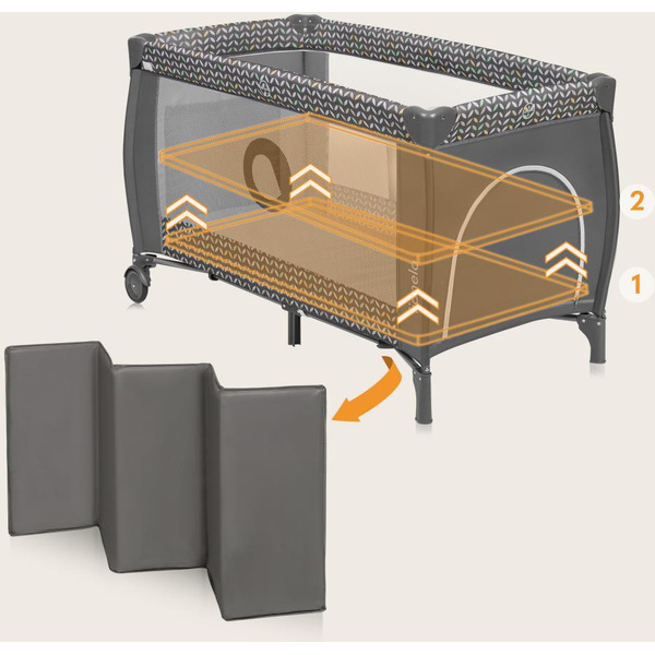 Кровать-манеж Lionelo Sven Plus (Grey Scandi)