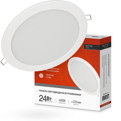 Встраиваемая светодиодная панель IN HOME круглая RLP-VC 24Вт 230В 4000К 1920Лм 220мм белая IP40