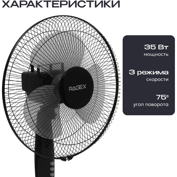 Напольный вентилятор RAGEX R1205-000 (черный)