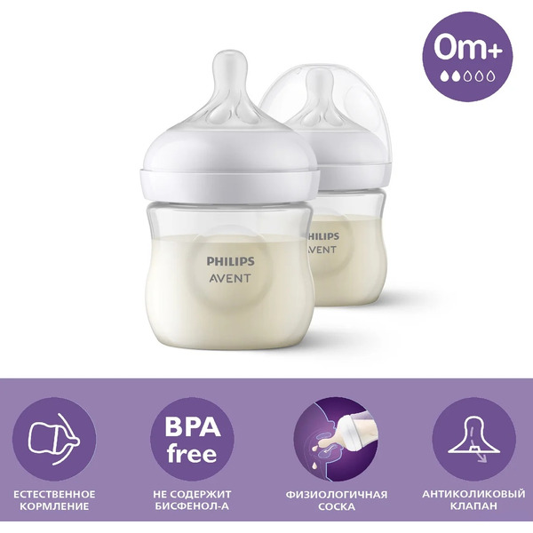 Набор бутылочек для кормления Philips Avent Natural Response SCY900/02 (125 мл, 2 шт)