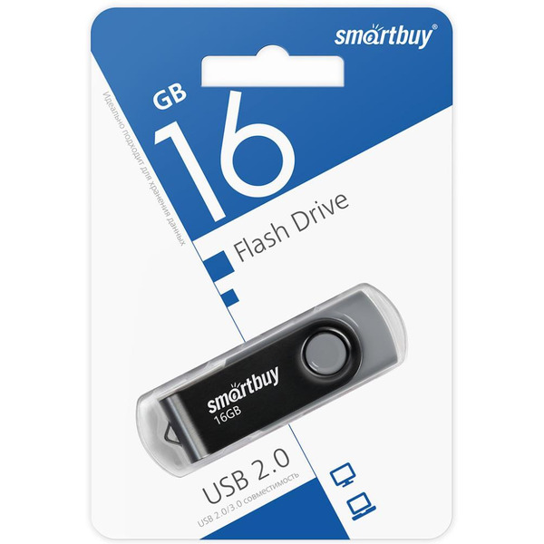 USB флэш-диск 2.0 Smartbuy 016GB Twist Black (SB016GB2TWK)