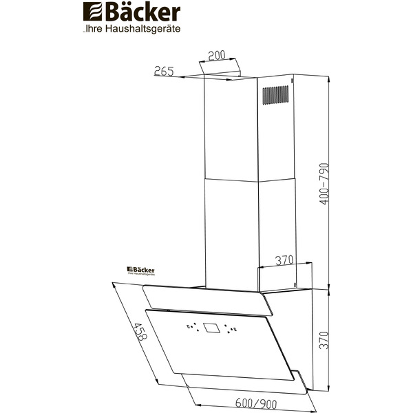 Вытяжка BACKER AH60E-THSL200F BLACK GLASS