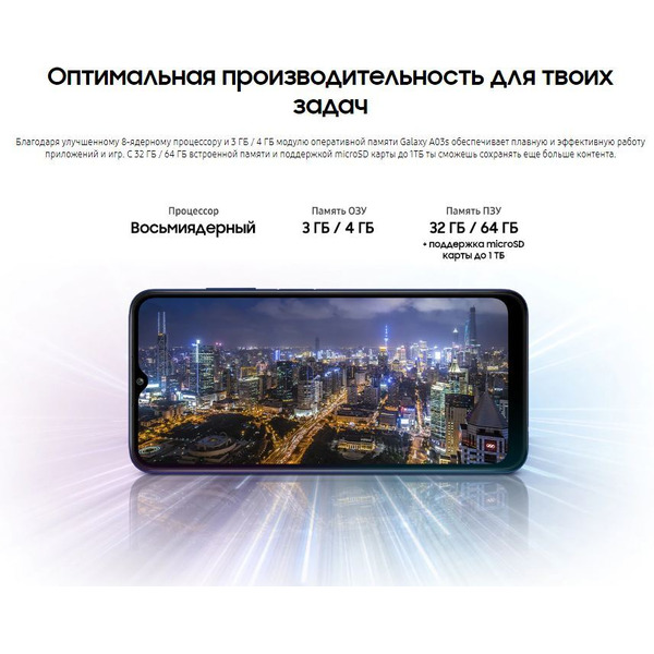 Смартфон Samsung Galaxy A03s 4GB/64GB (синий)