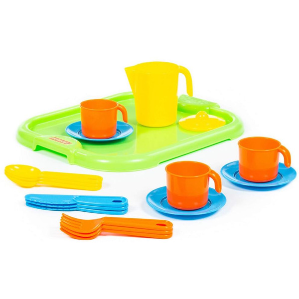 Набор детской посуды Полесье "Анюта" с подносом на 3 персоны