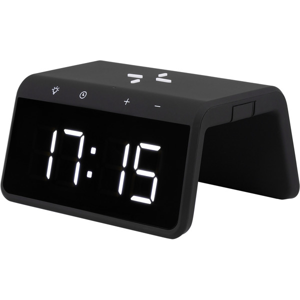Часы-будильник с быстрой беспроводной зарядкой и ночником EVOLUTION QWC-102 (черный)