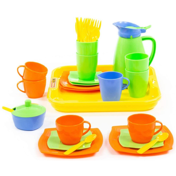 Набор детской посуды Полесье "Алиса" с подносом на 4 персоны