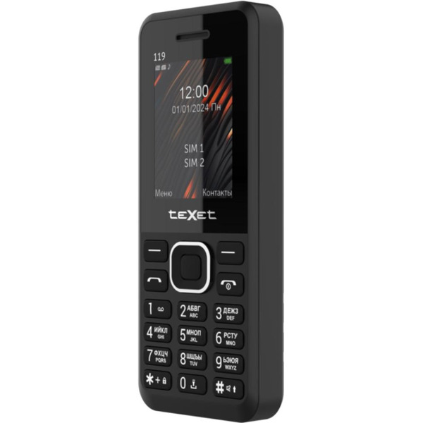 Телефон TEXET TM-119 (черный, без ЗУ)