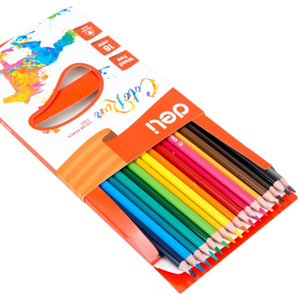 Карандаши цветные пластиковые DELI С00110 18цв. в картонной упаковке