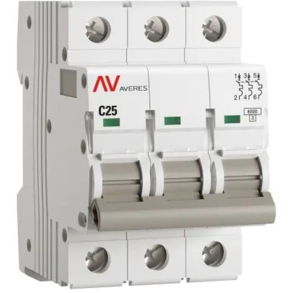Выключатель автоматический EKF Averes AV-6 3P 25A (C) 6kA