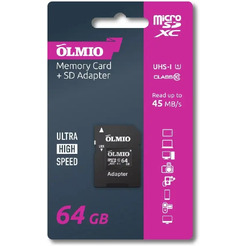 Карта памяти Olmio microSDXC 64GB UHS-I U3