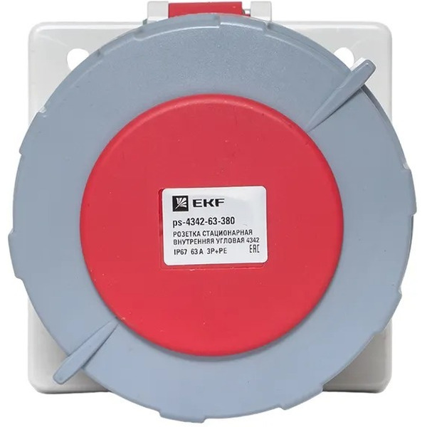 Розетка стационарная внутренняя угловая EKF 4342 3Р+РЕ 63А 380В IP67 PROxima