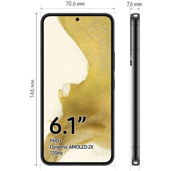 Смартфон Samsung Galaxy S22 8GB/256GB (SM-S901BZKGSKZ) черный фантом