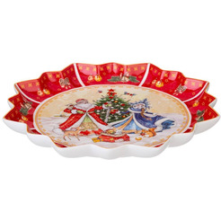 Блюдо Lefard Дед Мороз и Снегурочка / 85-1735 (красный)