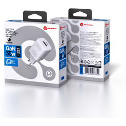 Зарядное устройство Atomic CRYSTAL G351 GAN 35W 2-порта USB (A+C), цвет белый | 10.193