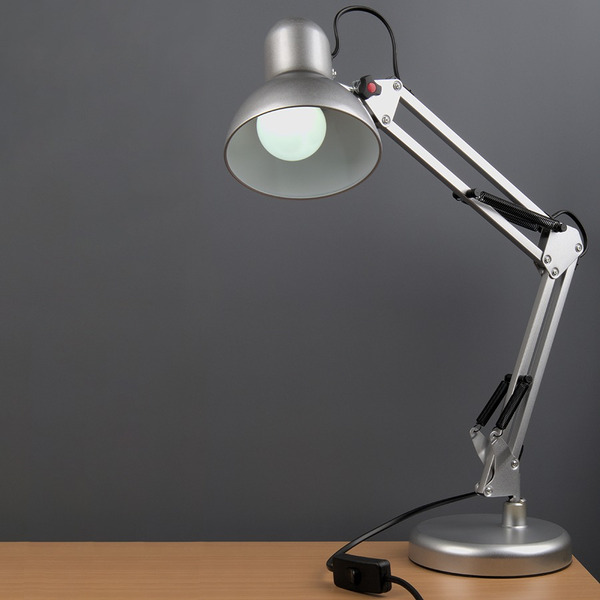 Светильник настольный GENERAL GTL-039 серебристый на основании + струбцина