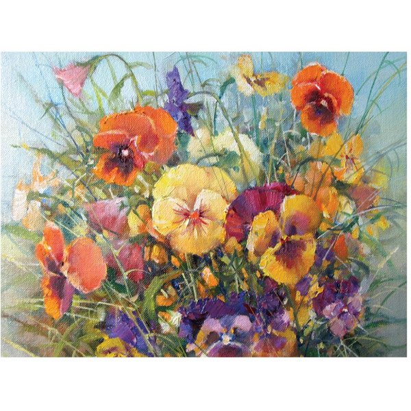 Картина стразами (алмазная мозаика) ОСТРОВ СОКРОВИЩ «Букет с анютками» 662574