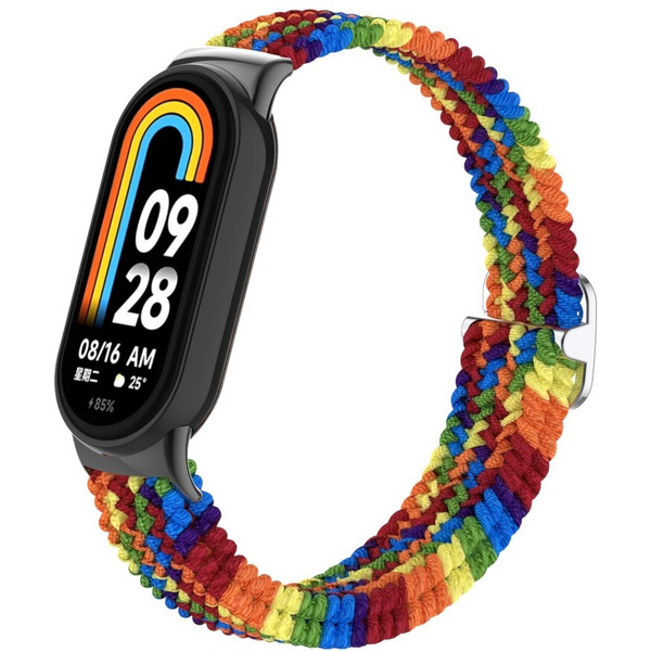 Ремешок Bingo Braided для Xiaomi Mi Band 8 (радуга темная)