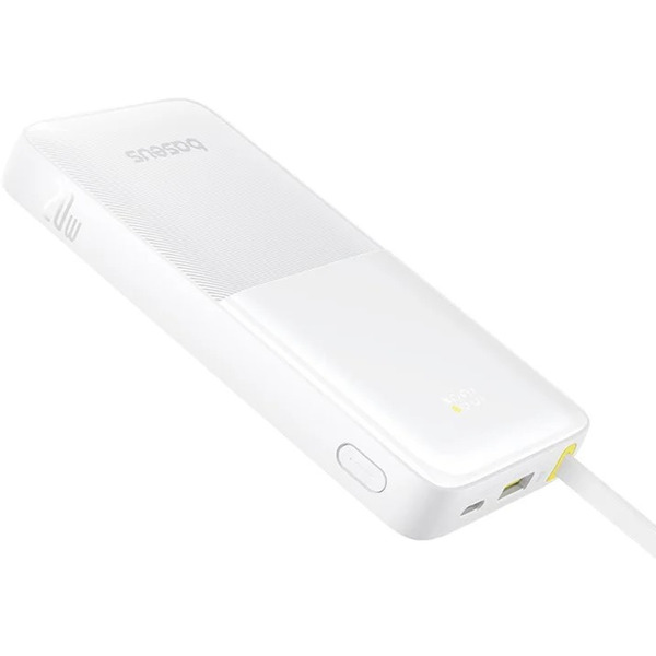 Внешний аккумулятор Baseus Bipow 2 Digital Display Power Bank With Built-in USB-C Cable 10000mah 20W (белый)