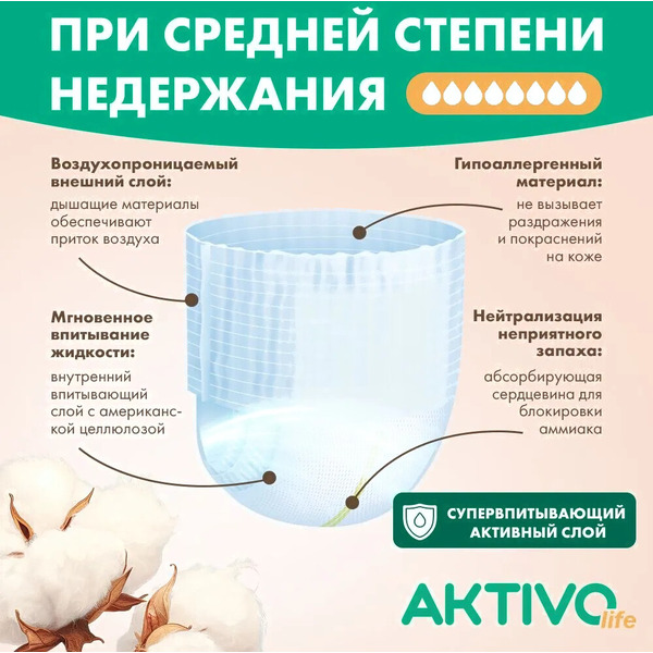 Трусы впитывающие для взрослых AKTIVOLIFE XL (30шт)