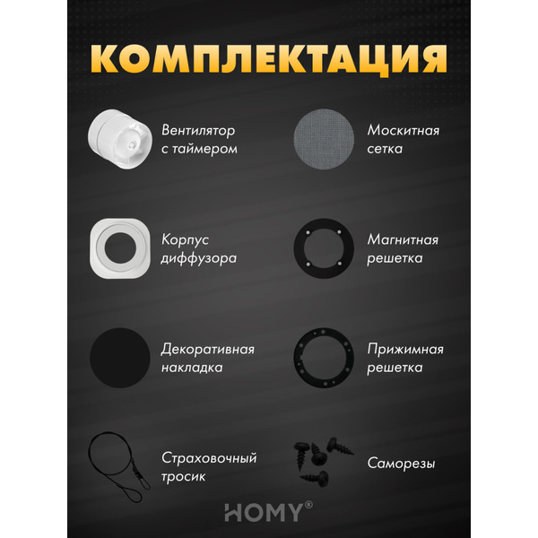 Вентиляционная решетка теневая с вентилятором с таймером HOMY AIR A100BT