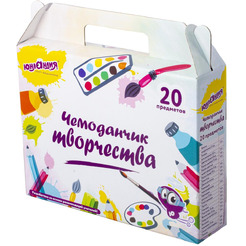 Набор для творчества в подарочной коробке ЮНЛАНДИЯ "ЧЕМОДАНЧИК ТВОРЧЕСТВА 20 предметов" 880124