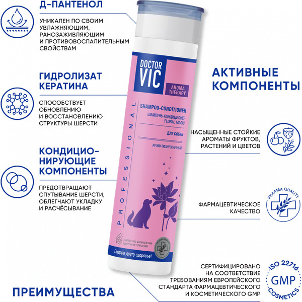 Шампунь для животных Doctor VIC Floral Magic для собак (250мл)
